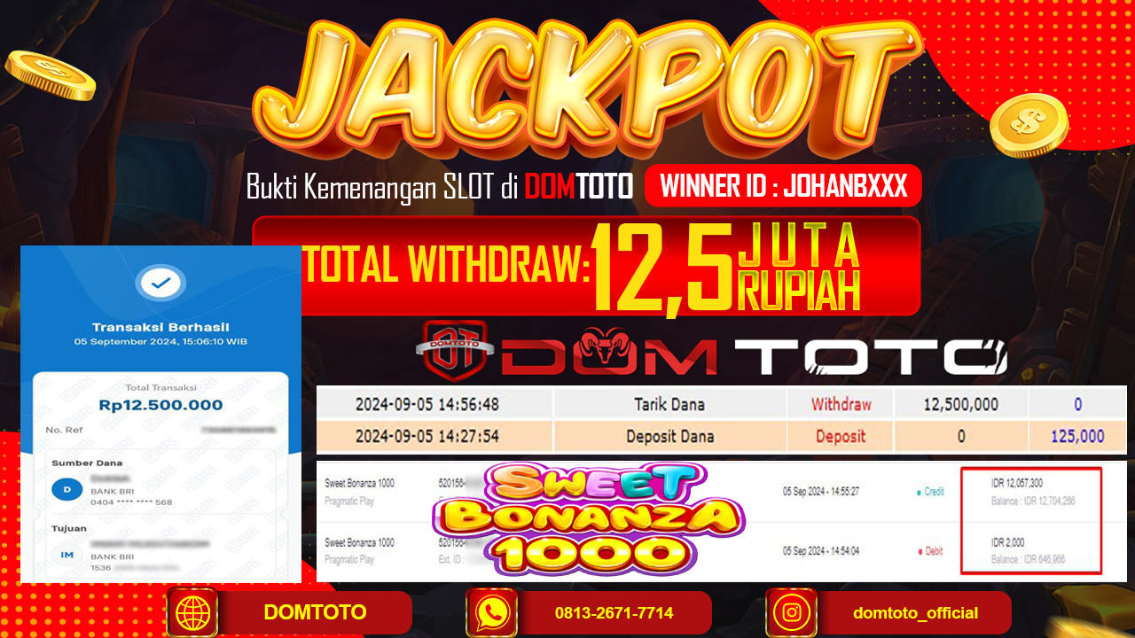 JACKPOT MENANG SLOT SWEET  BONANZA 1000  05 SEPTEMBER 2024